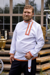 Косоворотка "Михаил" белый-красный