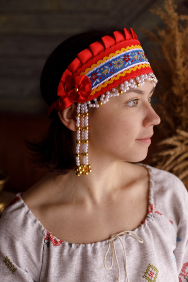 Кокошник "ИННА" красный-разноцветный