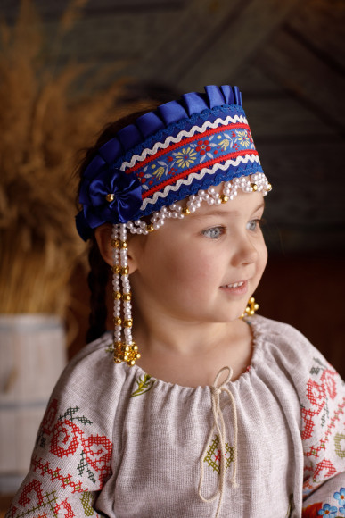 Кокошник "ИННА" синий-разноцветный