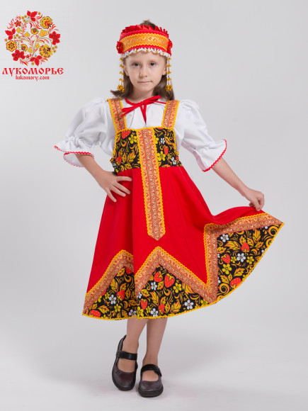 Костюм "ОЛЕНЬКА" красный-хохлома чёрная Костюм "ОЛЕНЬКА" красный-хохлома чёрная