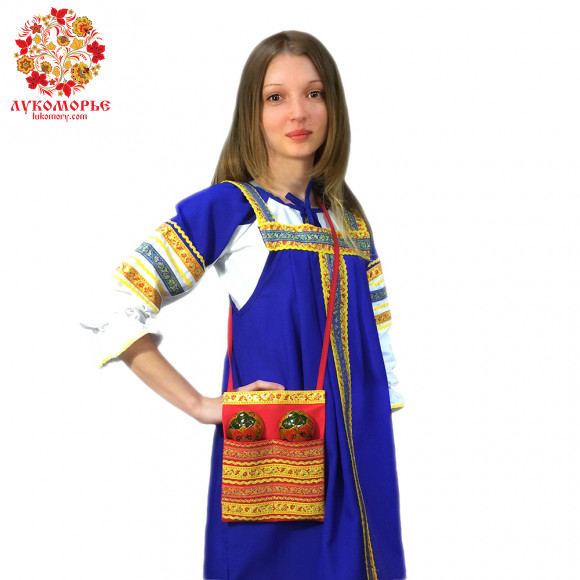 Сумка для ложек красная с золотой тесьмой