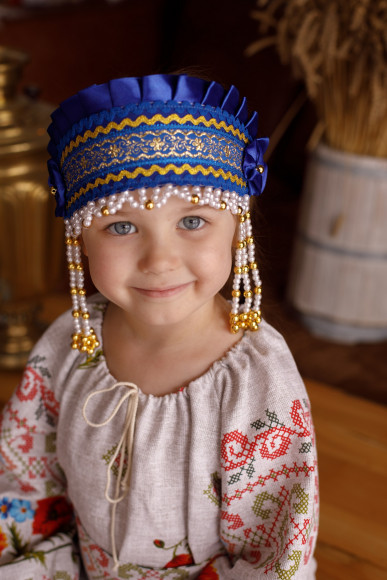 Кокошник "ИННА" синий-золотой Кокошник "ИННА" синий-золотой