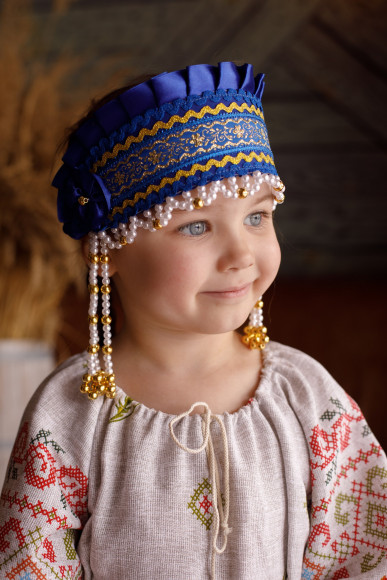 Кокошник "ИННА" синий-золотой Кокошник "ИННА" синий-золотой
